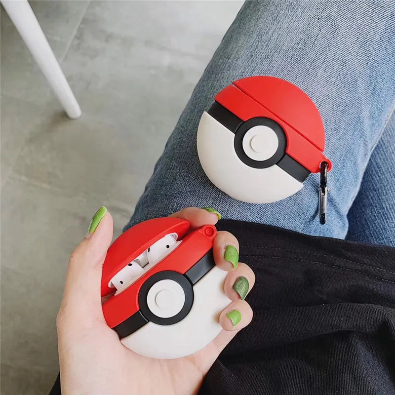 For Airpods 4 Case 2024,Pokemon Red Ball Shockproof Protective Earphone Silicone Cover for Airpod 4 Case/Airpods Pro 2 Case